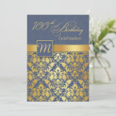 Damas d'or sur bleu 100e anniversaire Invitation d (Debout devant)