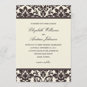 DAMAS ÉLÉGANT CARTES D'INVITATION DE MARIAGE