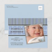 Damas et rayures Faire-part de naissance à treuil (Devant / Derrière)