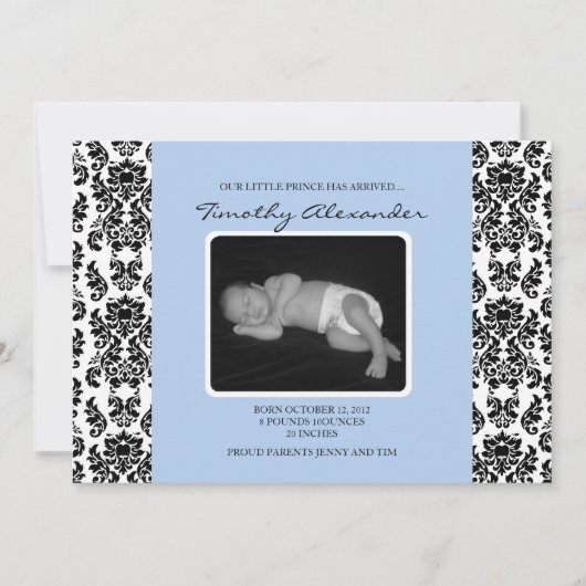 Damas Faire-part de naissance bleue (Devant)