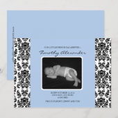 Damas Faire-part de naissance bleue (Devant / Derrière)