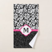 Damas Floral Noir Et Blanc (Serviette à main)
