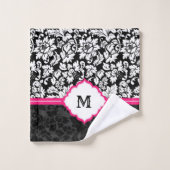 Damas Floral Noir Et Blanc (Gant de toilette)