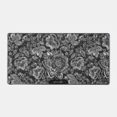 Damas florales argentées brillantes sur monogramme (Recto)