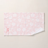 Damas florales blanches et roses pâles | monogramm (Serviette à main)