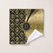 Damas Florales Noir Et Or (Gant de toilette)