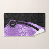 Damas Florales Noires Et Violettes (Serviette à main)