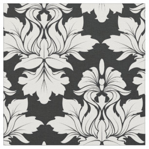 Damas florales sur tissu noir