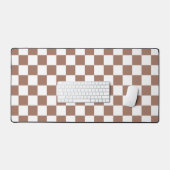Damas géométriques rétro marron blanc mocha (Clavier et souris)