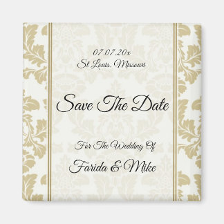 Damas Gold Enregistrer l'invitation Date Magnet
