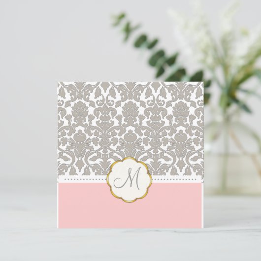 Damas gris + Accent rose Mariages Invitations (Debout devant)