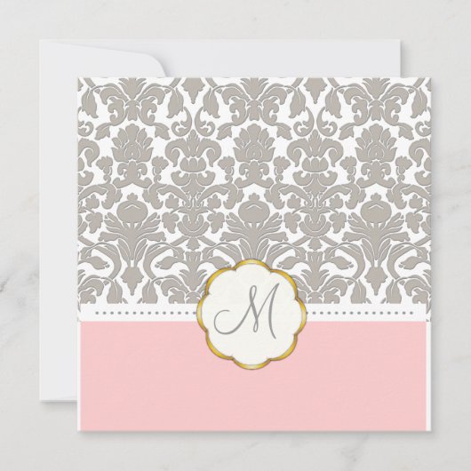 Damas gris + Accent rose Mariages Invitations (Devant)