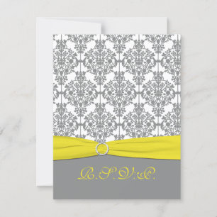 Damas gris avec carte de réponse RSVP jaune