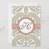 Damas gris avec corail et Gris Invitations de mari (Dos)