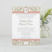 Damas gris avec corail et Gris Invitations de mari (Debout devant)