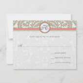 Damas gris avec corail et mariage gris RSVP (Devant)