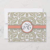 Damas gris avec corail et mariage gris RSVP (Dos)