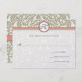 Damas gris avec corail et mariage gris RSVP (Devant / Derrière)