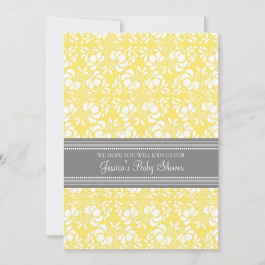 Damas gris citron Invitations de douches pour bébé (Devant)