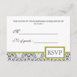'Damas gris (jaune)' Damas Invitation RSVP