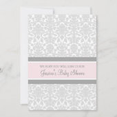 Damas gris rose Invitations de douches pour bébés (Devant)