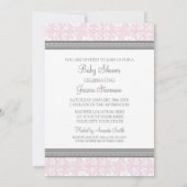 Damas gris rose Invitations de douches pour bébés  (Dos)