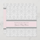 Damas gris rose Invitations de douches pour bébés  (Devant / Derrière)