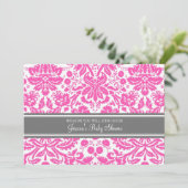 Damas gris rose Invitations de douches pour bébés  (Debout devant)