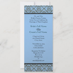 Damas Gris Sur Faire-part de mariage Bleu Aqua