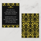 Damas jaune et noir sur la carte de boîtier en lin (Devant / Derrière)