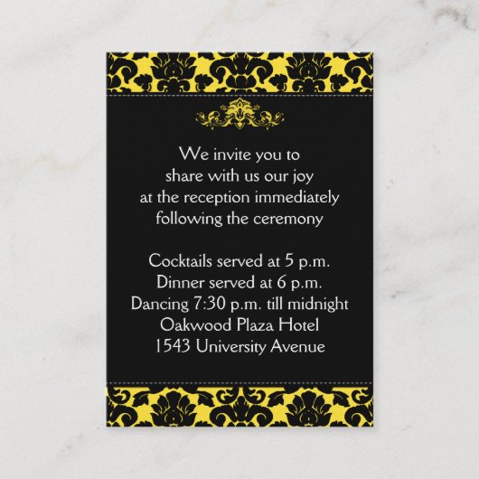 Damas jaune et noir sur la carte de boîtier en lin (Devant)