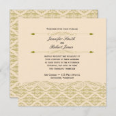 Damas moderne en ivoire et Faire-part de mariage o (Devant / Derrière)