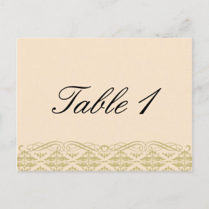 Damas moderne en ivoire or Mariage Numéro de table