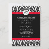 Damas monogramme avec Faire-part de mariage rouge (Devant)