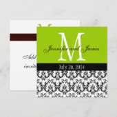 Damas Monogramme Faire-part de mariage Apple Green (Devant / Derrière)