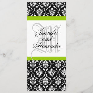 Damas Monogramme Faire-part de mariage vert