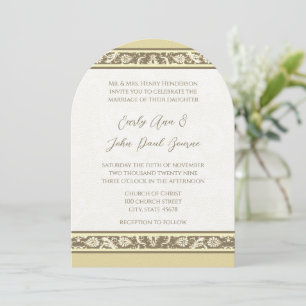 Damas Monogramme gris jaune Faire-part de mariage