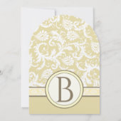 Damas Monogramme gris jaune Faire-part de mariage (Dos)