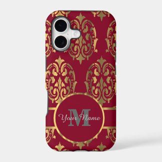 Damas monogrammées rouge et or