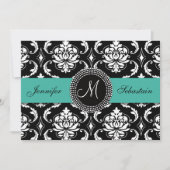Damas Monogrammes Invitations de mariage Turquoise (Devant)