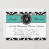 Damas Monogrammes Invitations de mariage Turquoise (Dos)