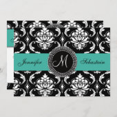 Damas Monogrammes Invitations de mariage Turquoise (Devant / Derrière)