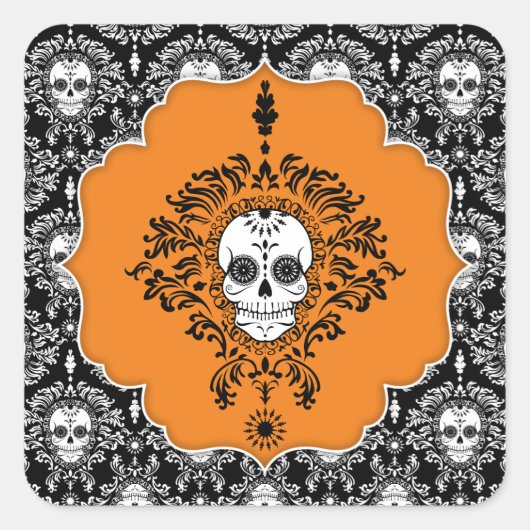 Damas mortes - Stickers crâne de sucre encadrés (Devant)