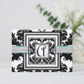 Damas Noir avec Faire-part de mariage Aqua Trim (Debout devant)