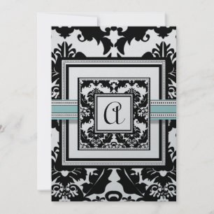 Damas Noir avec Faire-part de mariage Aqua Trim