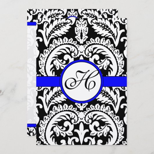Damas noir avec invitation de mariage Royal Bleu (Devant / Derrière)