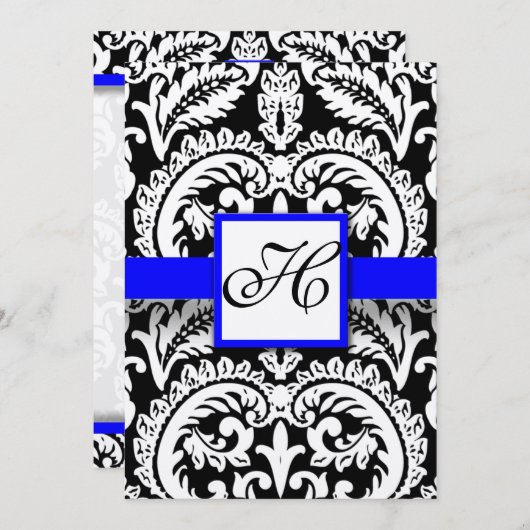 Damas noir avec invitation de mariage Royal Bleu (Devant / Derrière)