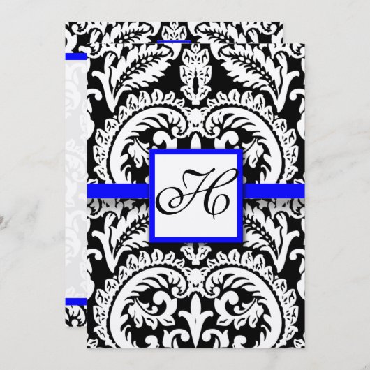 Damas noir avec invitation de mariage Royal Bleu (Devant / Derrière)