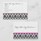 Damas noir blanc carte de visite avec ruban rose (Devant / Derrière)