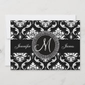 Damas noir blanc Faire-part de mariage initial (Devant)